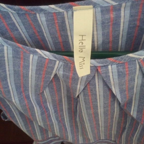 Hello Miss Red White & Blue Summer Blouse Size Small - Picture 3 of 4